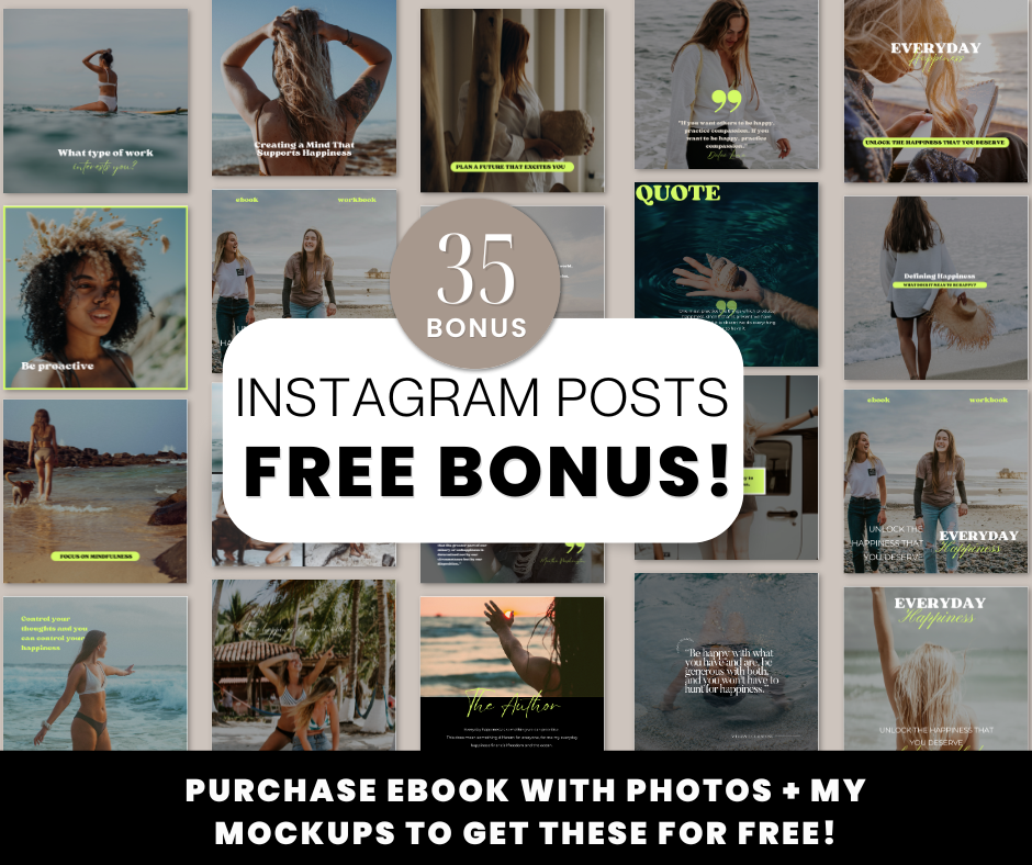 Everyday Happiness eBook + Workbook & BONUS 35 Instagram Posts (MRR)