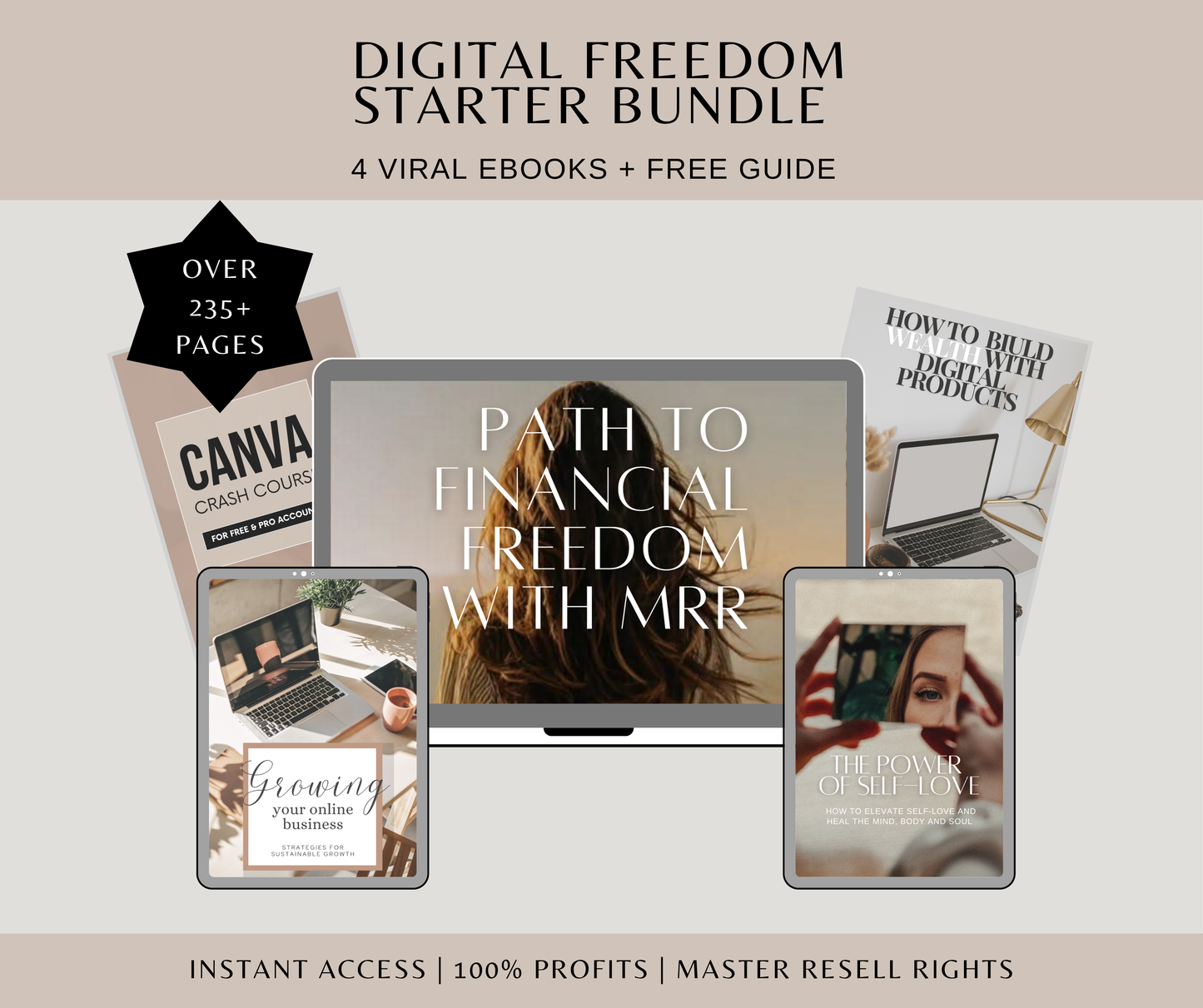 Digital Freedom Starter bundle - 4 Viral Ebooks + Free Guide (MRR)