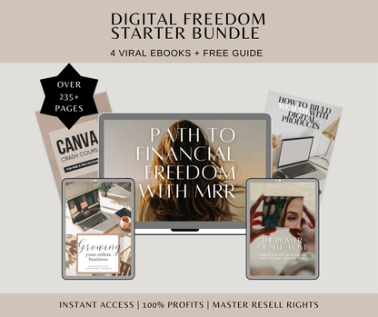 Digital Freedom Starter bundle - 4 Viral Ebooks + Free Guide (MRR)